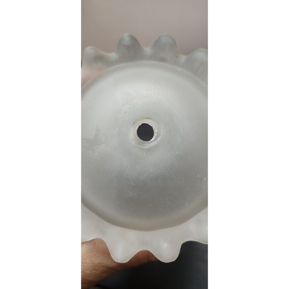Vintage 6.25"  Frosted Glass Boudoir Lamp Shade Scallop Edge Swirl Dot - Picture 12 of 12